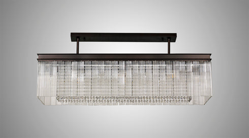 Burnaby Rectangular Pendant/Semi Flush 11 Light Brown Oxide